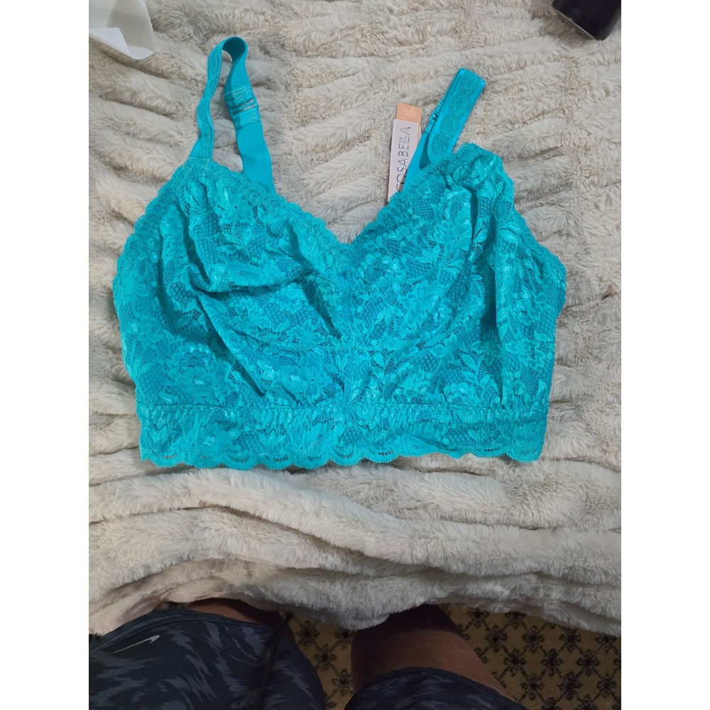 Cosabella Never Say Never Super Curvy Sweetie Bralette Aqua Blue Lace Medium M